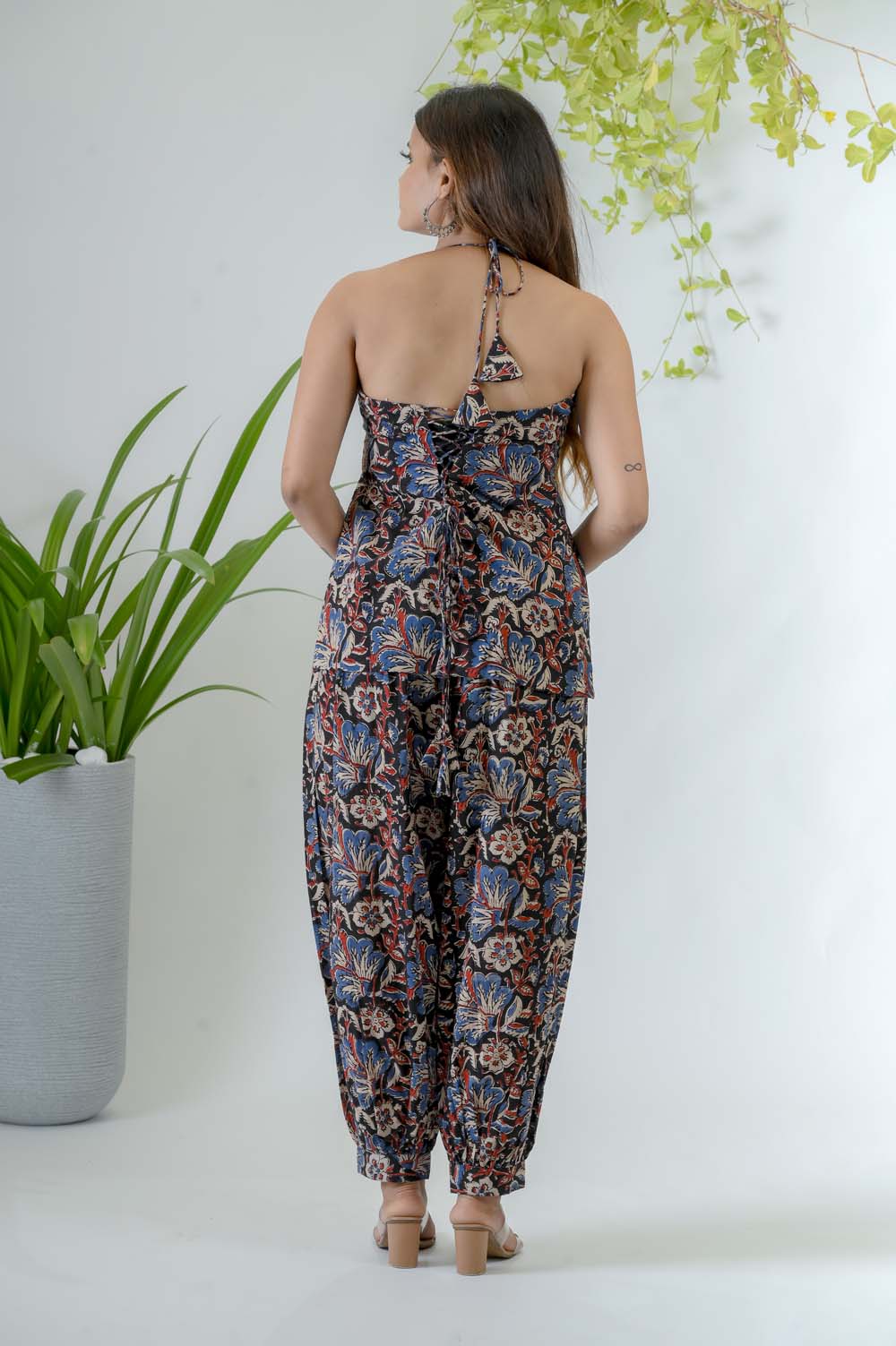 Hand Block Bagru Print Co-ord Set For Women - Back Design | Oopnik