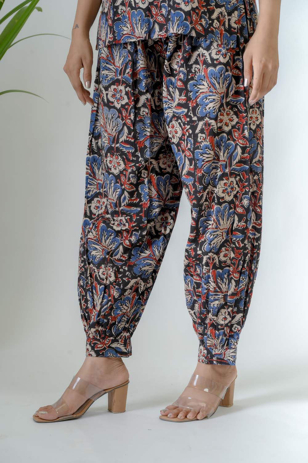 Hand Block Bagru Print Co-ord Set For Women - Bottom View | Oopnik