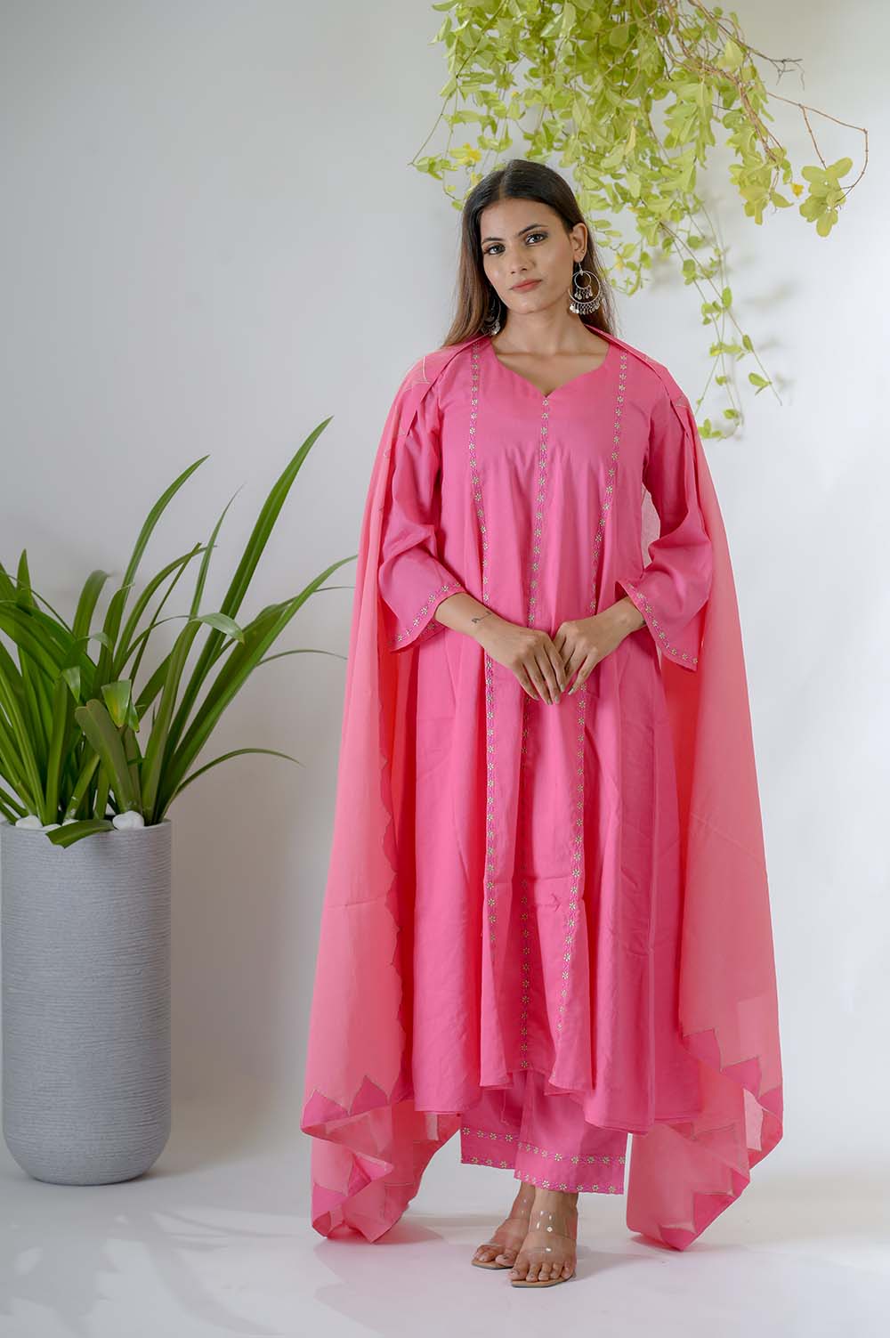 Pink dress with dupatta