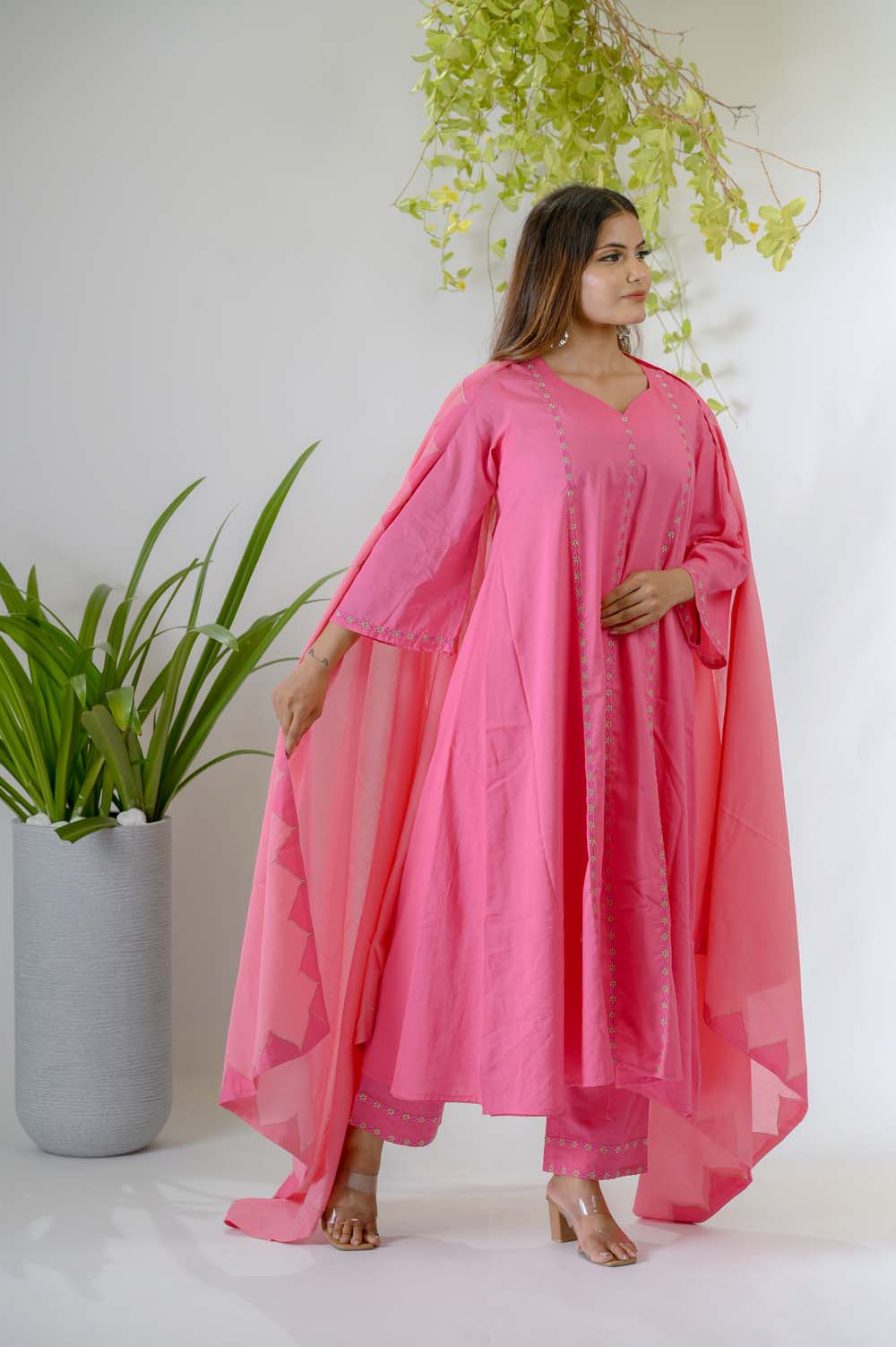 Pink dress with dupatta