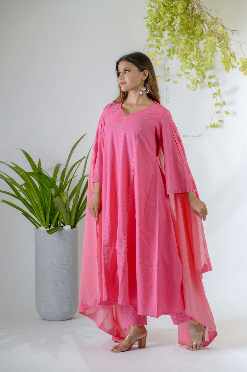 Pink dress with dupatta