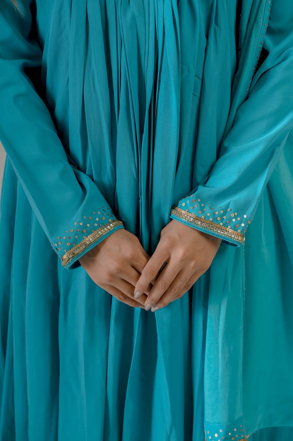 Blue Festive Wear Kurta Set For Women - Fabric Design | Oopnik