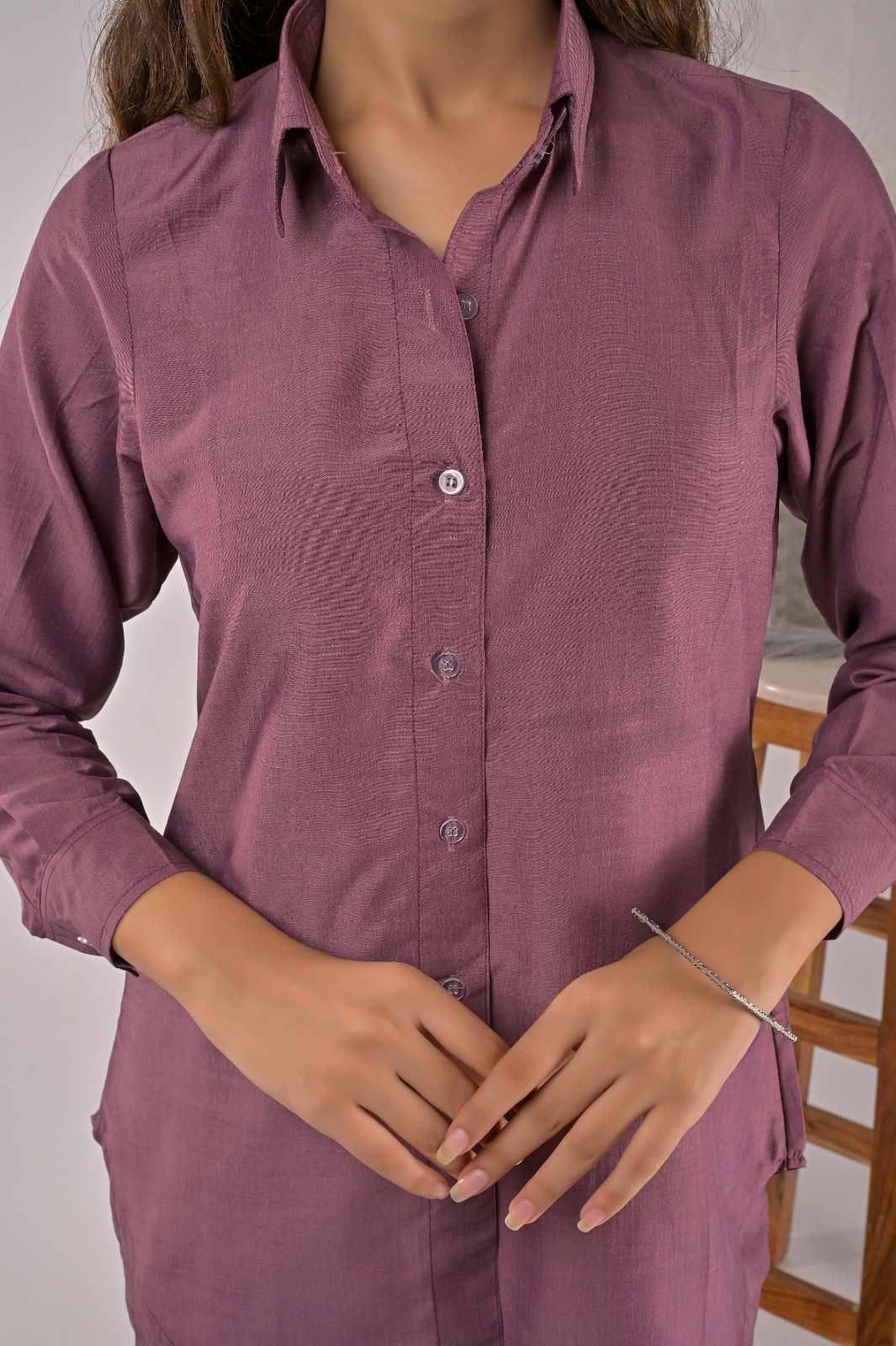 Dark Purple Co-ord Set For Women - Neck Design | OOPNIK